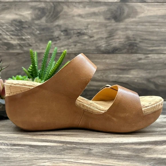 NIB Kork Ease Grace Slip On Wedge Sandal Brown Leather - Picture 6 of 11